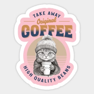 cat and coffee Sticker